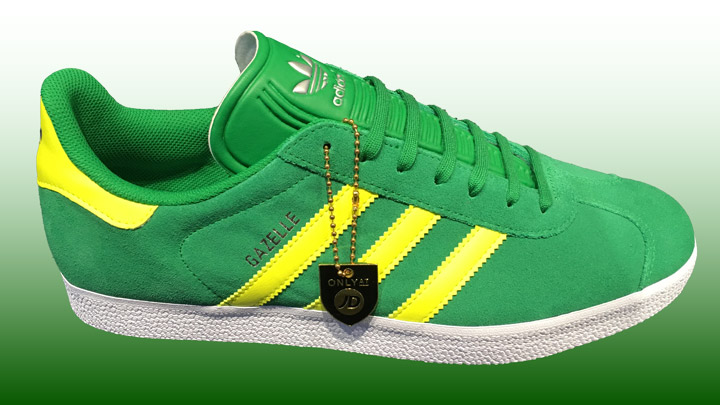 green and yellow adidas gazelle