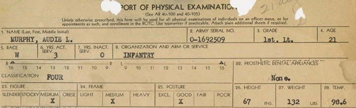 How tall is Audie Murphy